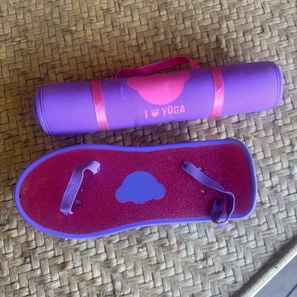 Build-A-Bear Skateboard Yoga Mat OS Purple Glitter Sporty Doll Accessory Set